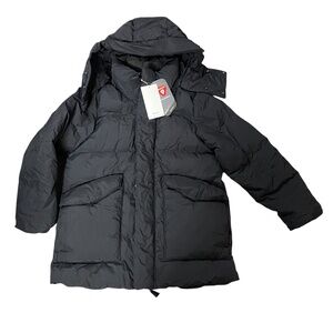 Halfdays Womens Wheeler Parka Puffer Jacket M Black Hooded Relaxed Ski Snow NWT